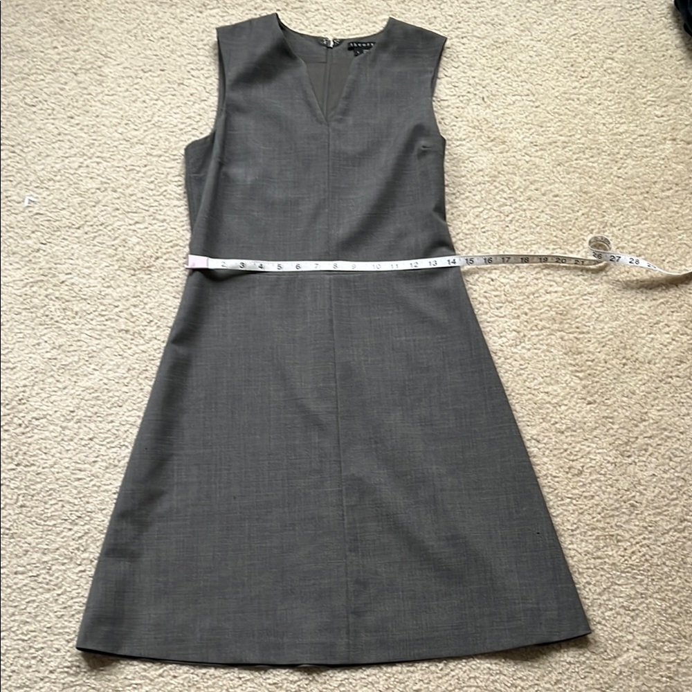 THEORY Grey Wool Sleeveless Fitted Work Dress